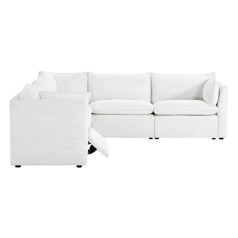 Modular Power Sectional, White Polyester