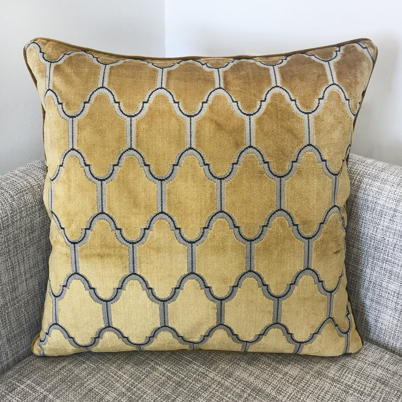 Alaya Geometric Feather Throw Pillow, Gold