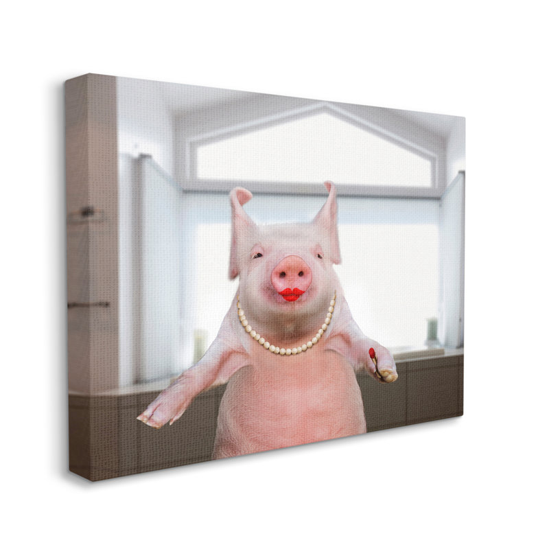 «Glam Pig in Rouge à lèvres» par Lund Roeser - impression, H 36 po x l 48 po x P 1,5 po