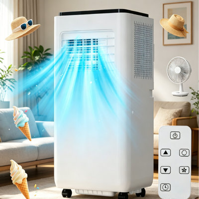10000 BTU Portable Air Conditioner, 3-in-1 AC Unit (ASHRAE) Cools Up to 450 Sq Ft, Quiet Sleep Mode, Remote Control, 24H Timer for Home Bedroom Office Apartment Living Room.