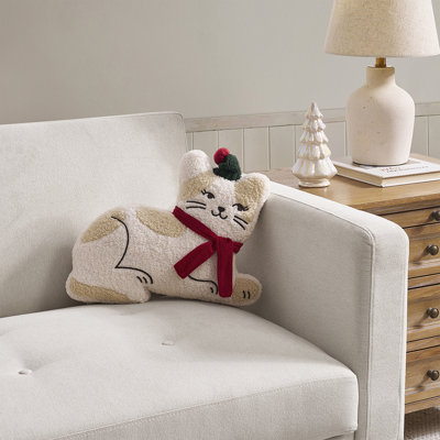 Hallmark Holiday Cat Shaped Decorative Pillow, 16" x 12"