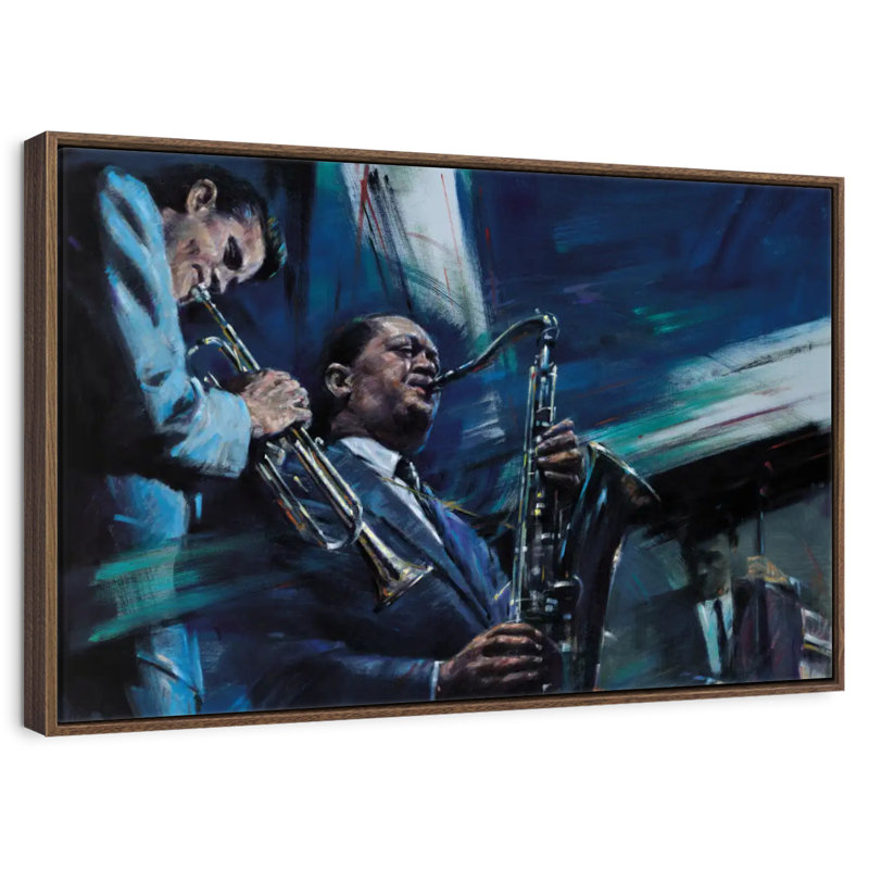 Bleu froid, Cadre flottant noyer, 31 po x 21 po
