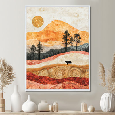 «Golchehr Pastel Cow Into The Golden Landscape I», reproduction d'art sur toile