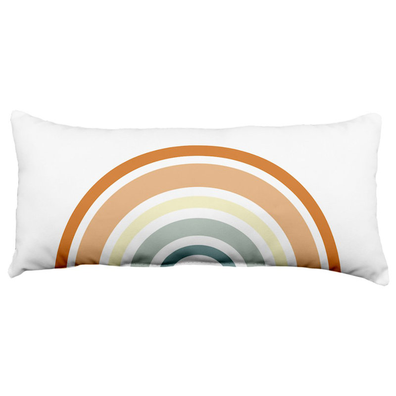 Throw Pillow, White/Orange/Gray