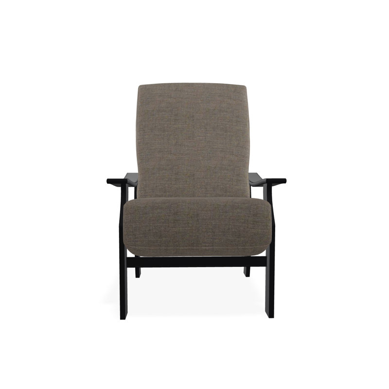 St. Catherine Marine Grade Polymer Deep Seating Cushion Arm Chair, Black, Illusion Plaid Onyx