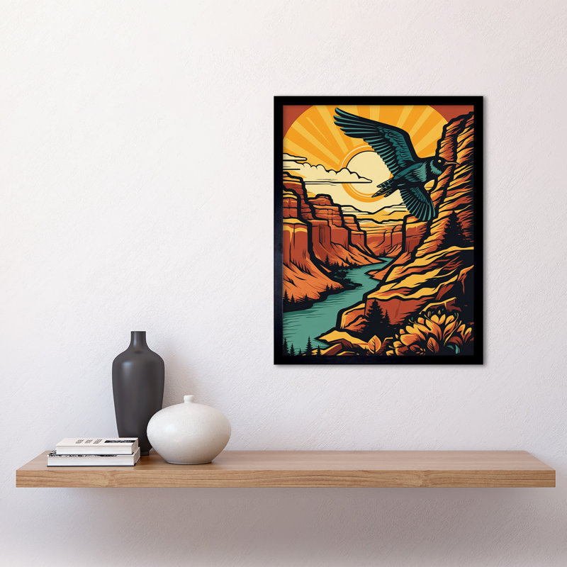 Laholm Grand Canyon Sunset Modern Landscape Americana 50s 1 Piece Single Picture Frame Wall Art