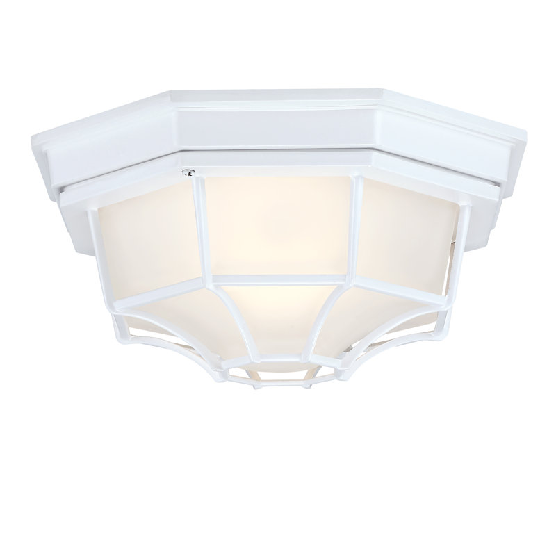 Erten  1-Light Ceiling Mount Light Fixture With Frosted Glass, White