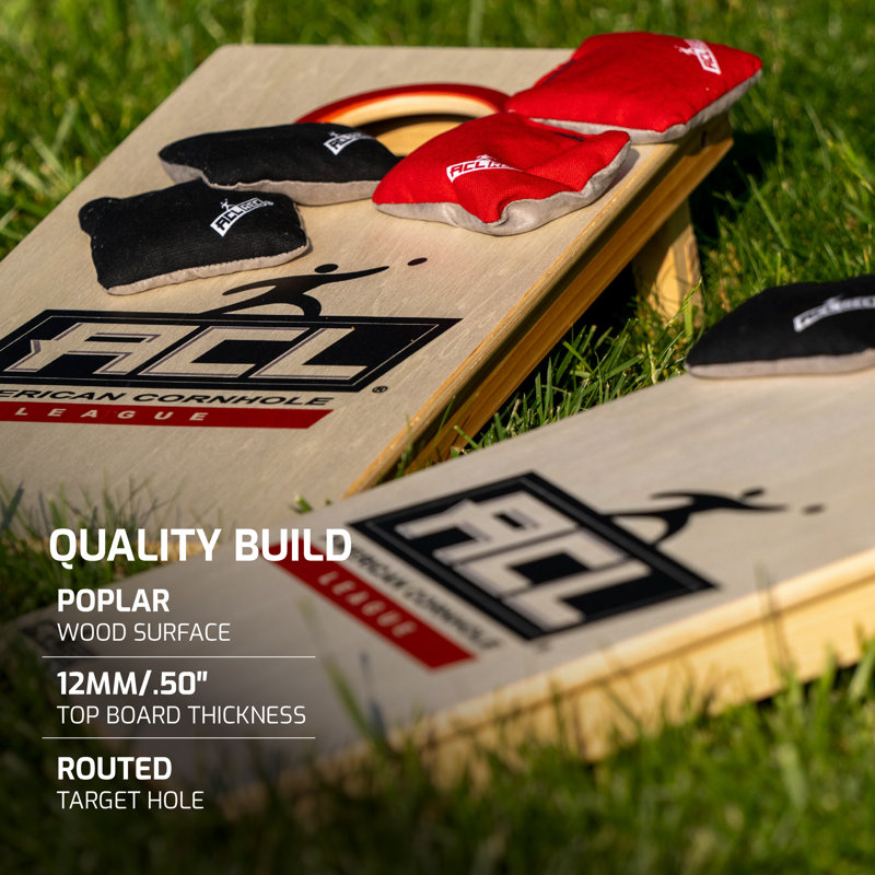 Portable Mini Cornhole Boards with Red and Black Bags