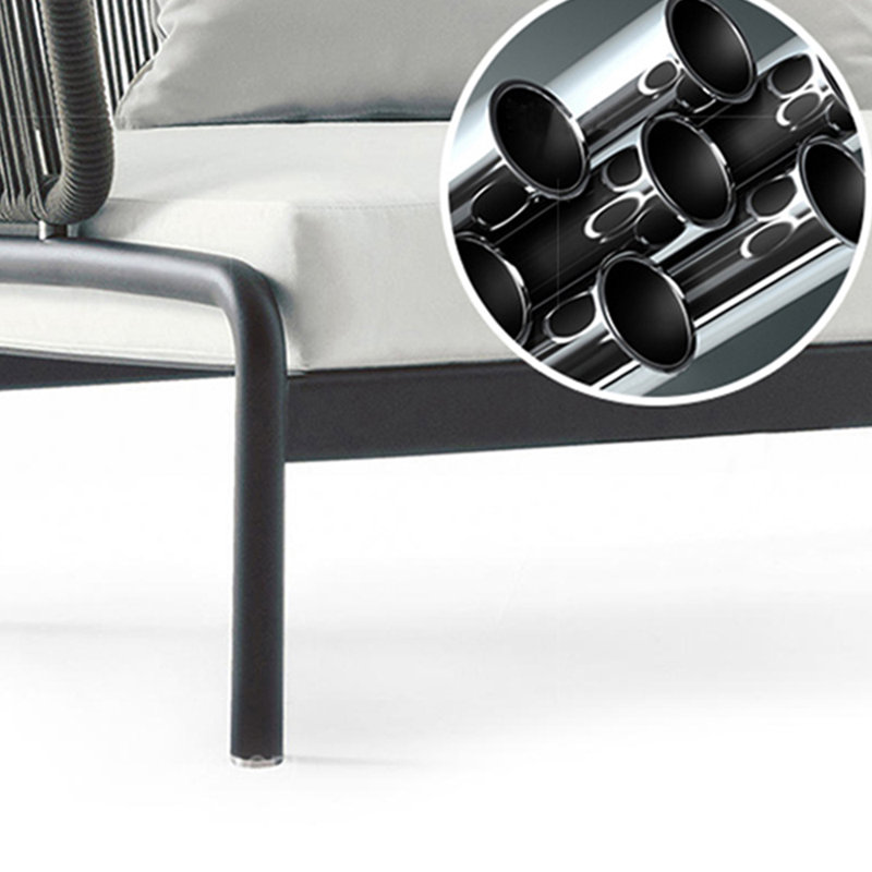 Causeuse d'extérieur en tissu 59,06 po Renfrow, Gris, Noir