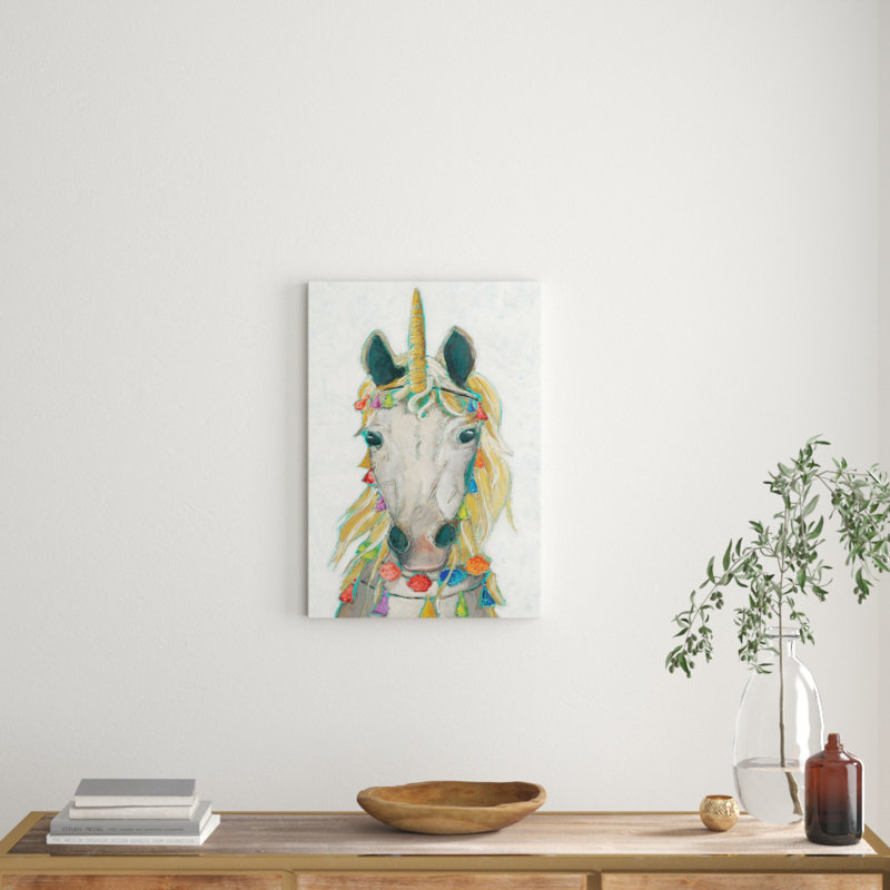 Fiesta Unicorn I by Chariklia Zarris - No Frame Giclée Art Print on Canvas, 66.04 cm H x 45.72 cm W x 1.91 cm D
