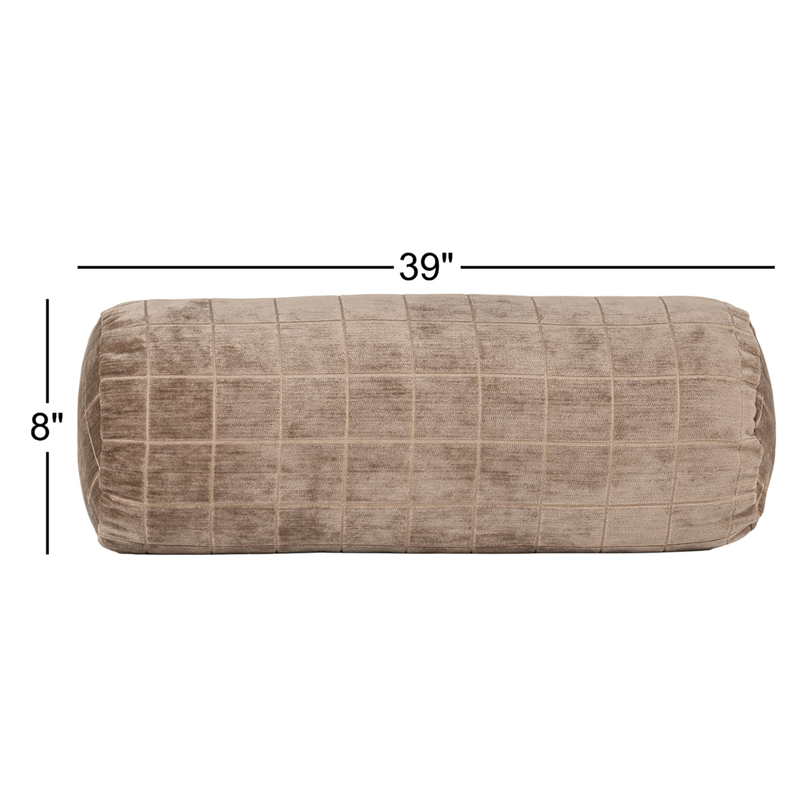 Otterville Velvet Grid Bolster Pillow, Mushroom Geometric, Bolster 8"H x 39"W