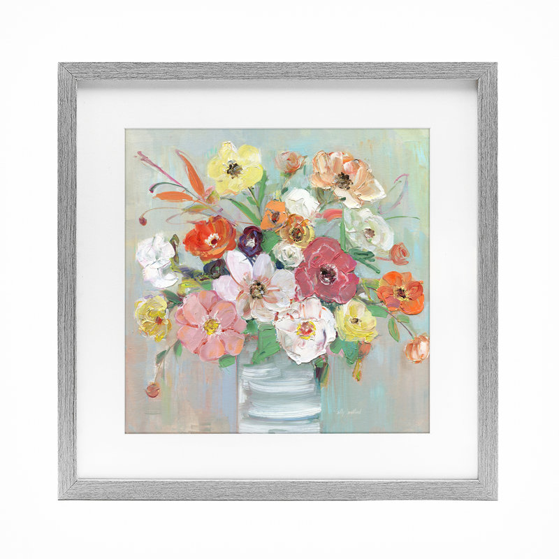 «Energetic Blossom Bouquet», reproduction d'art sous verre, conception de Sally Swatland, H 16 po x l 16 po