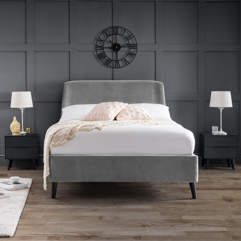 Agatoclio Upholstered Bed, Double (4'6), Grey