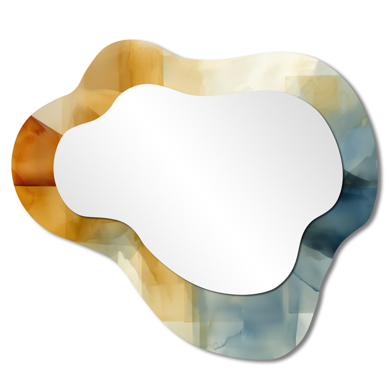Abstract Walking To The Unknown I - Abstract Asymmetrical Wall Mirror, Modern Vanity Mirror, Printed on Metal, 25" x 28"