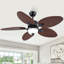 Ventilateurs de plafond Palm Leaf avec lumières à intensité variable et télécommande-1643015968