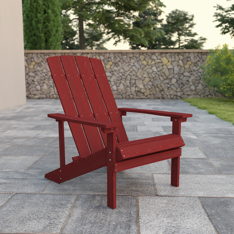 Commercial All-Weather Adirondack Chair in Faux Wood, Red