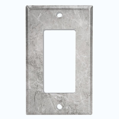 Metal Light Switch Plate Outlet Cover (Marble Grey Print 4  - Single Rocker)