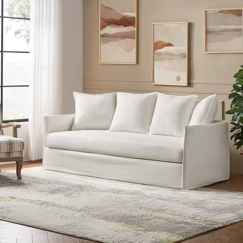 Wimberly 80'' Slipcovered Sofa, White 100% Polyester