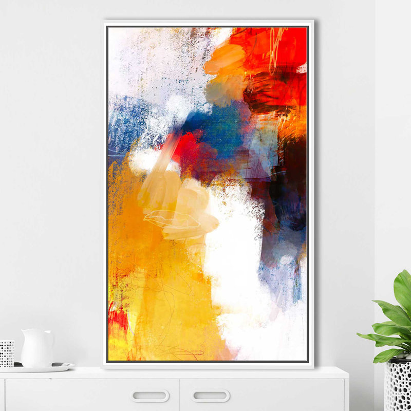 C'est une fête I - Peinture, Cadre flottant blanc, H 51,5 po x l 31,5 po x P 2 po