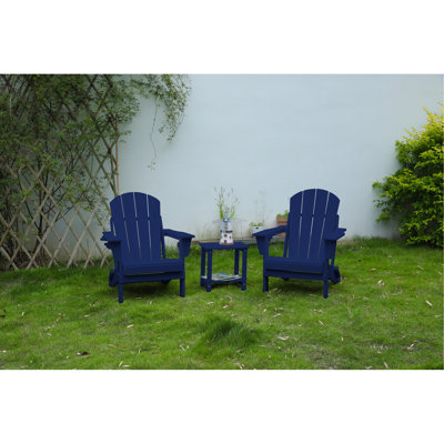 2 Folding Chairs In Navy Blue - Material, Ideal For Outdoor Living Of Tall Seating
