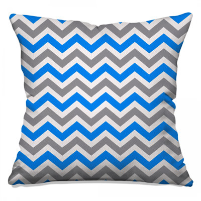 Blue Gray Chevron Double Sided Throw Pillows