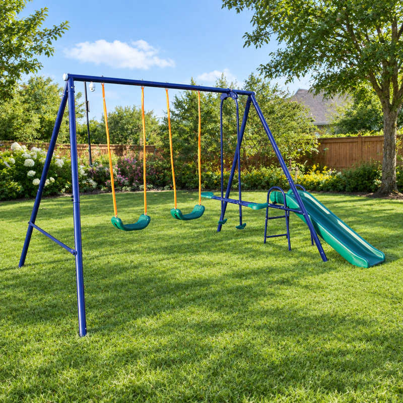 Portique 3 en 1 avec balançoire à ceinture, glissade et planeur de jardin