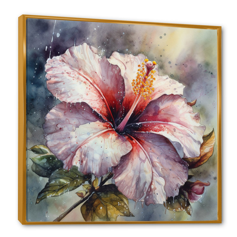 «Rudeen Petals of Hibiscus» sur impression sur toile, H 30 po x l 30 po x P 1 po, Cadre flottant doré