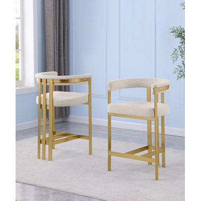 Set Of 2 Fabric Chairs With Brushed Matte Chrome