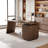 Modern Wood Veneer Office Desk With 3-Drawer Cabinet – Rectangular Writing Table