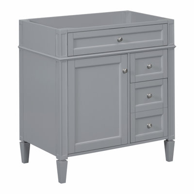 30'' Bathroom Vanity without Top Sink, Modern Bathroom Storage Cabinet with 2 Drawers and a Tip-out Drawer (NOT INCLUDE BASIN)