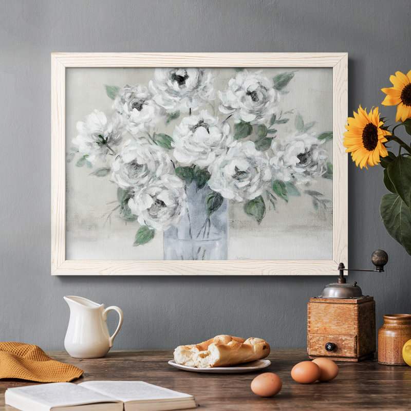 Tender White Roses, reproduction d'art sur toile, Blanc, H 22 po x l 32 po