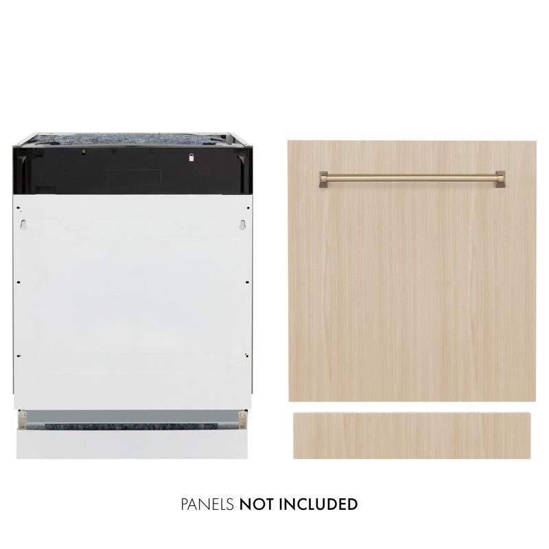 ZLINE Autograph Edition 24" Tallac Series 3rd Rack Top Control Built-In Tall Tub Dishwasher in Custom Panel Ready with Accent Handle, 51dBa
