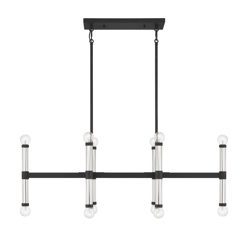 Luminaire linéaire 12 lumières Kingsburg, Noir