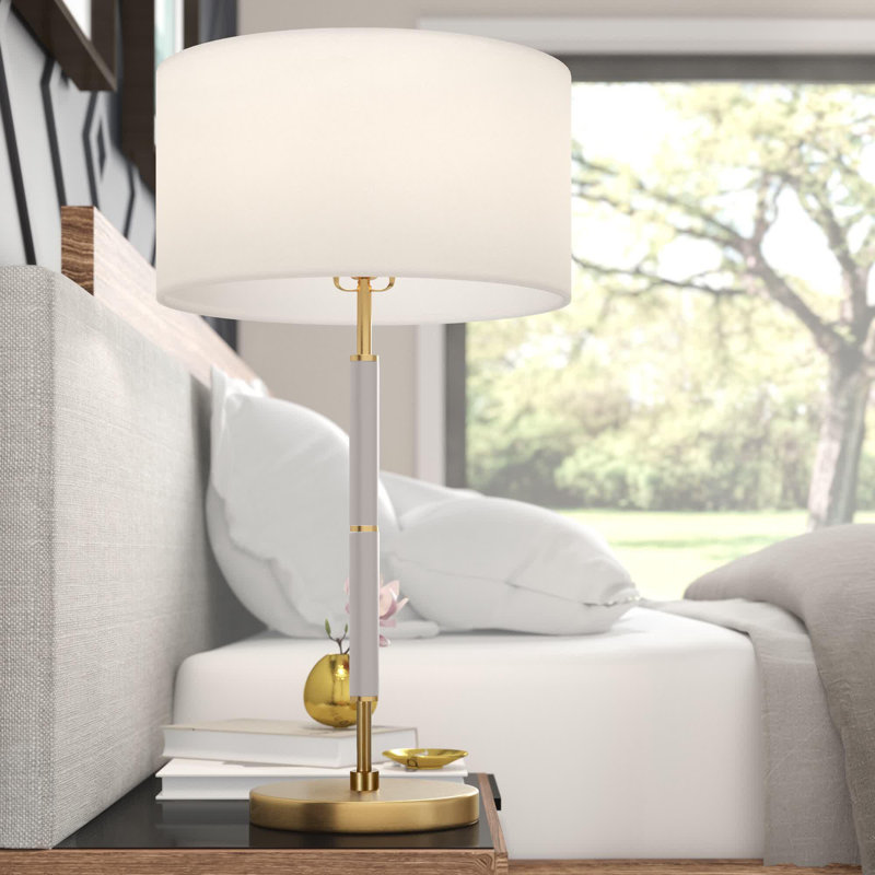 Simone Table Lamp, Gray/Brass