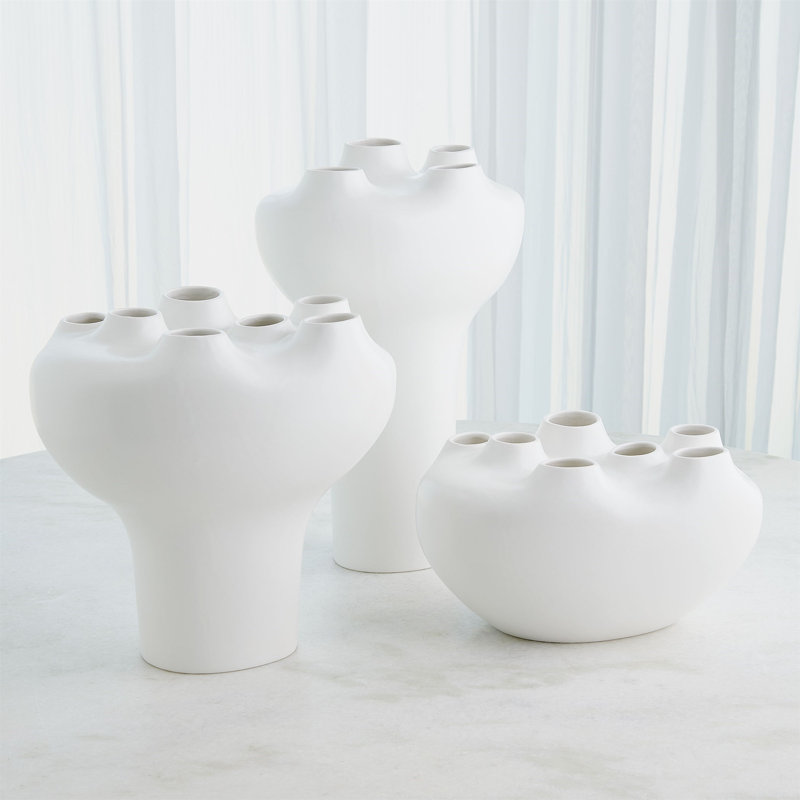 Geyser Handmade Earthenware Table Vase, White