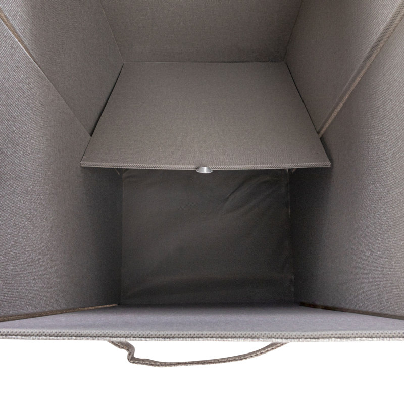Silver Narrow Collapsible Laundry Hamper with Wheels and Lid