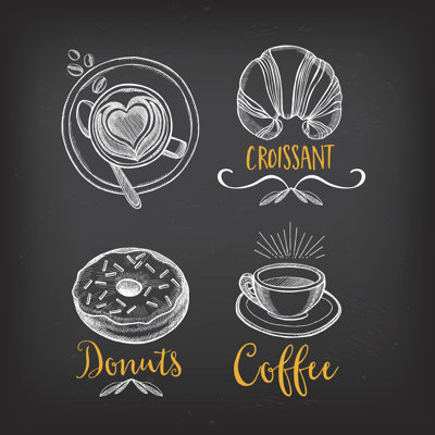 Coffee Cafe Badges - Wrapped Canvas Print