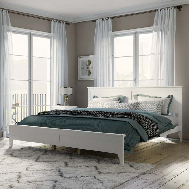 Ensemble de chambre avec lit plateforme 5 pièces Okelley, Blanc, Très grand