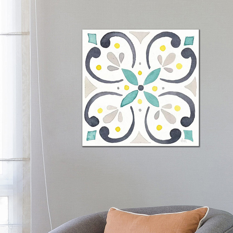 Garden Getaway Tile IV White 1 Piece Wrapped Canvas Painting, 66.04cm H x 66.04cm W x 1.91cm D