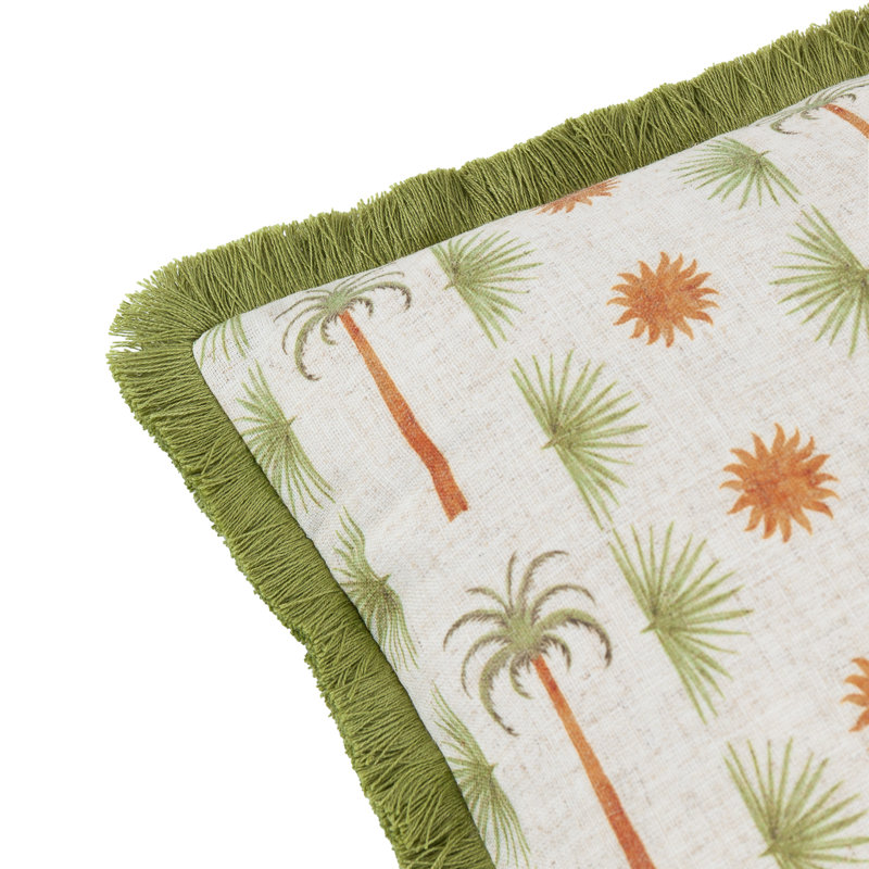 Tropicala Abstract Green Rectangular Cushion, Polyester