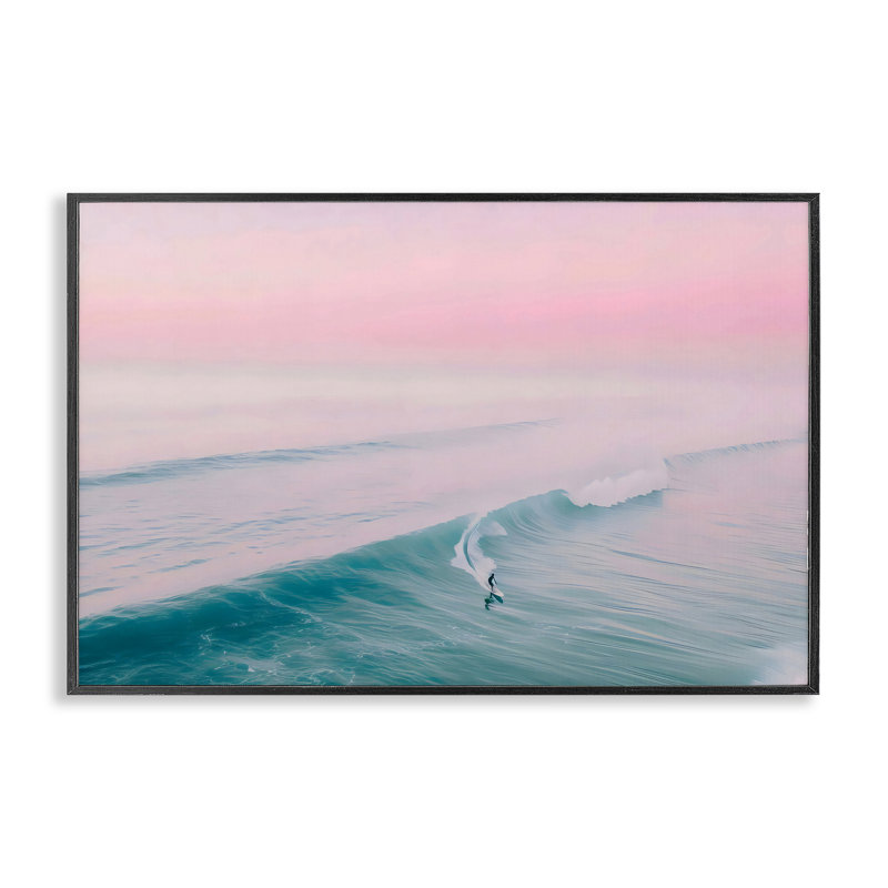 Giclée rose pastel sur fond rose, design par LSR Design Studio, H 16 po x l 24 po, Giclée encadrée noir minuit