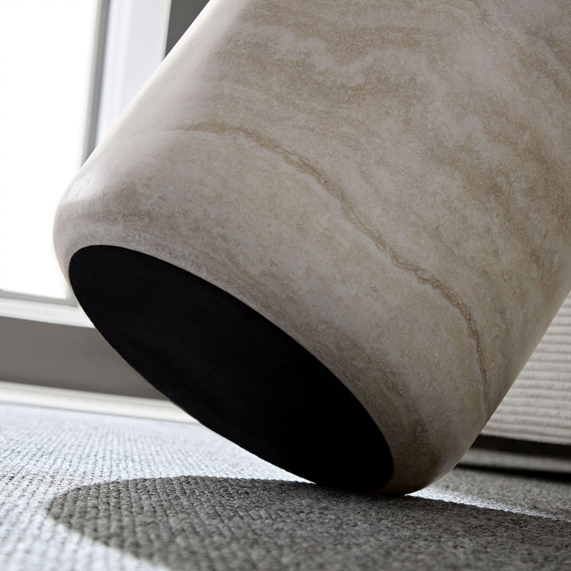 Drum End Table with Round Top