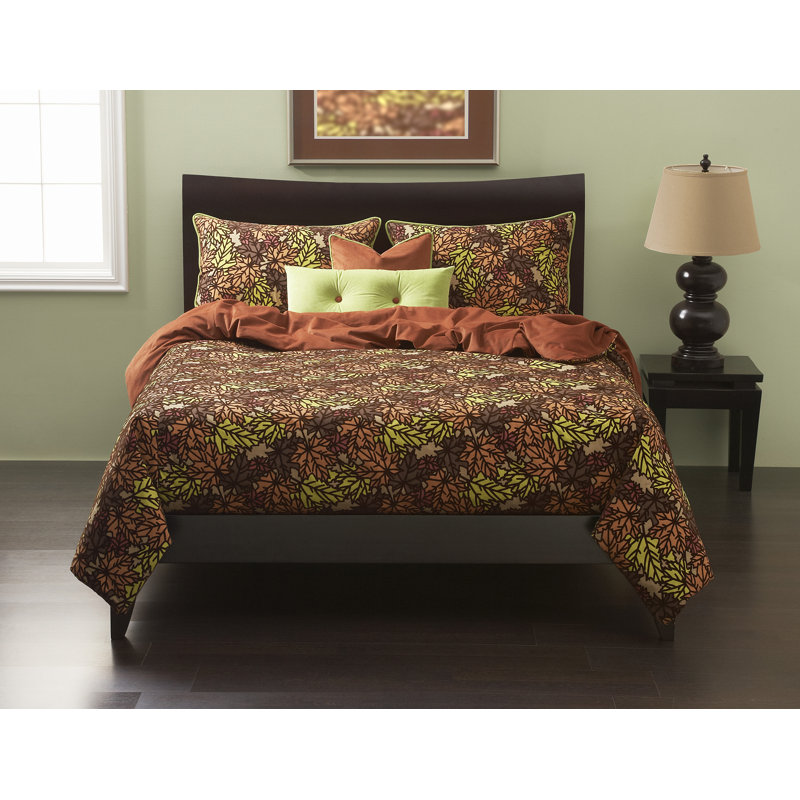 Pressed Leaf Duvet Cover, Copper, Queen Duvet Cover + 4 Additional Pieces