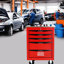 Chariot à outils à roulettes en métal à 5 tiroirs avec roulettes, rouge et noir, verrouillable, poignée à tirer, 4 2 freins, - roulement pour garage atelier atelier toit en acier inoxydable noir, chargement universel de 15 kg-1557004946