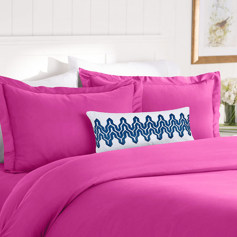 Ensemble de housse de couette en microfibre, Housse de couette très grand + 2 très grandes ta, Rose