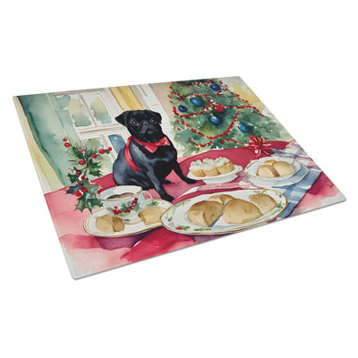 Pug Christmas Cookies Glass Cutting Board