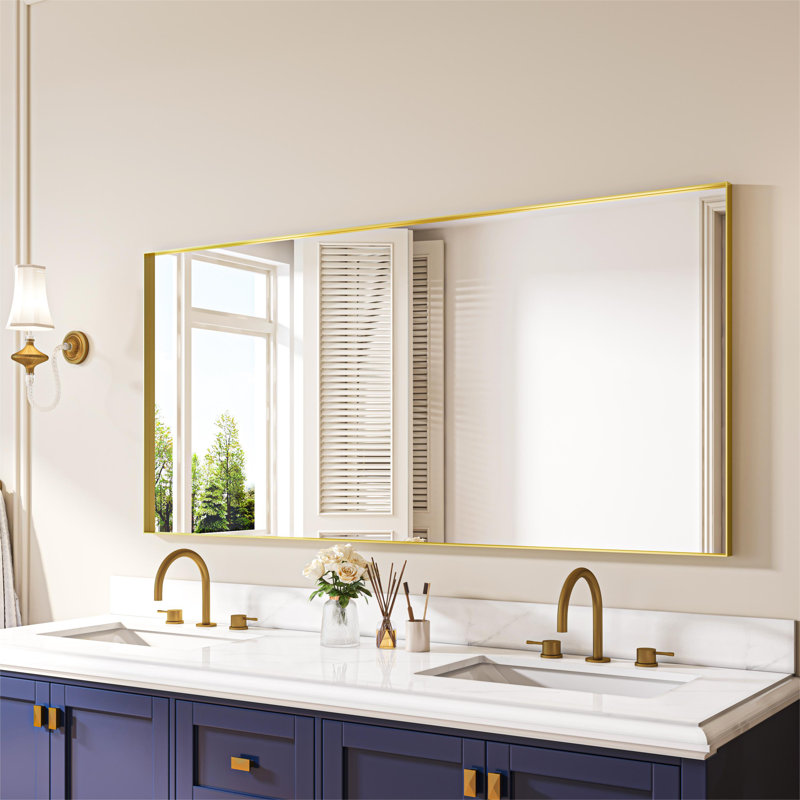Miroir mural Earsell, 60 po x 28 po, Or brossé