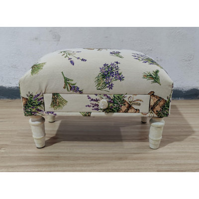 40cm Wide Velvet Rectangle Floral Footstool Ottoman with Storage