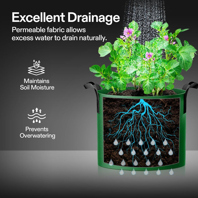 Colorful Nonwoven Fabric Indoor Grow Bags with Handles (5-Pack)
