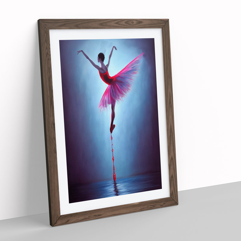 XV1022-3292X Ballerina - Single Picture Frame Painting, 64cm H x 46cm W x 2cm D, Walnut